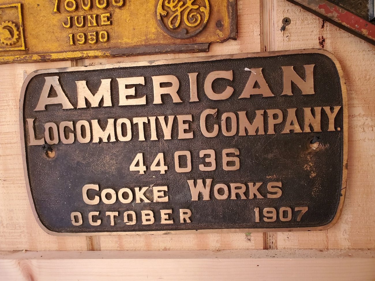 American Locomotive Company Cooke Works locomotive builder plate