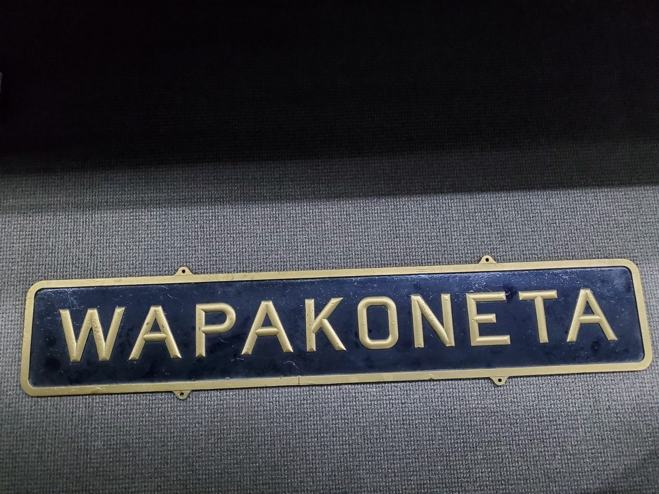 Historic Wapakoneta railroad station sign
